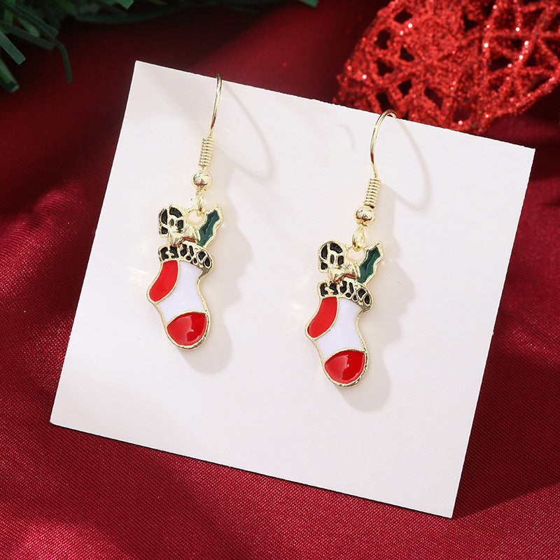 Wholesale Christmas snowflake candy bell reindeer earrings