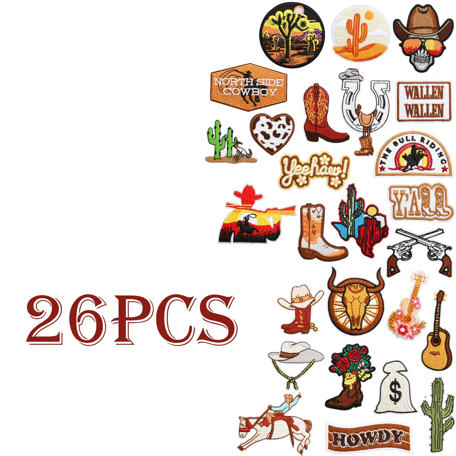 Wholesale Brown Western Embroidered Clothing Patches