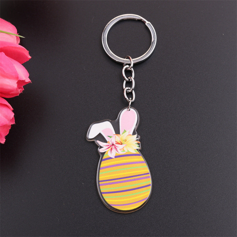 Wholesale Easter Rabbit Ear Easter Egg Metal Keychain