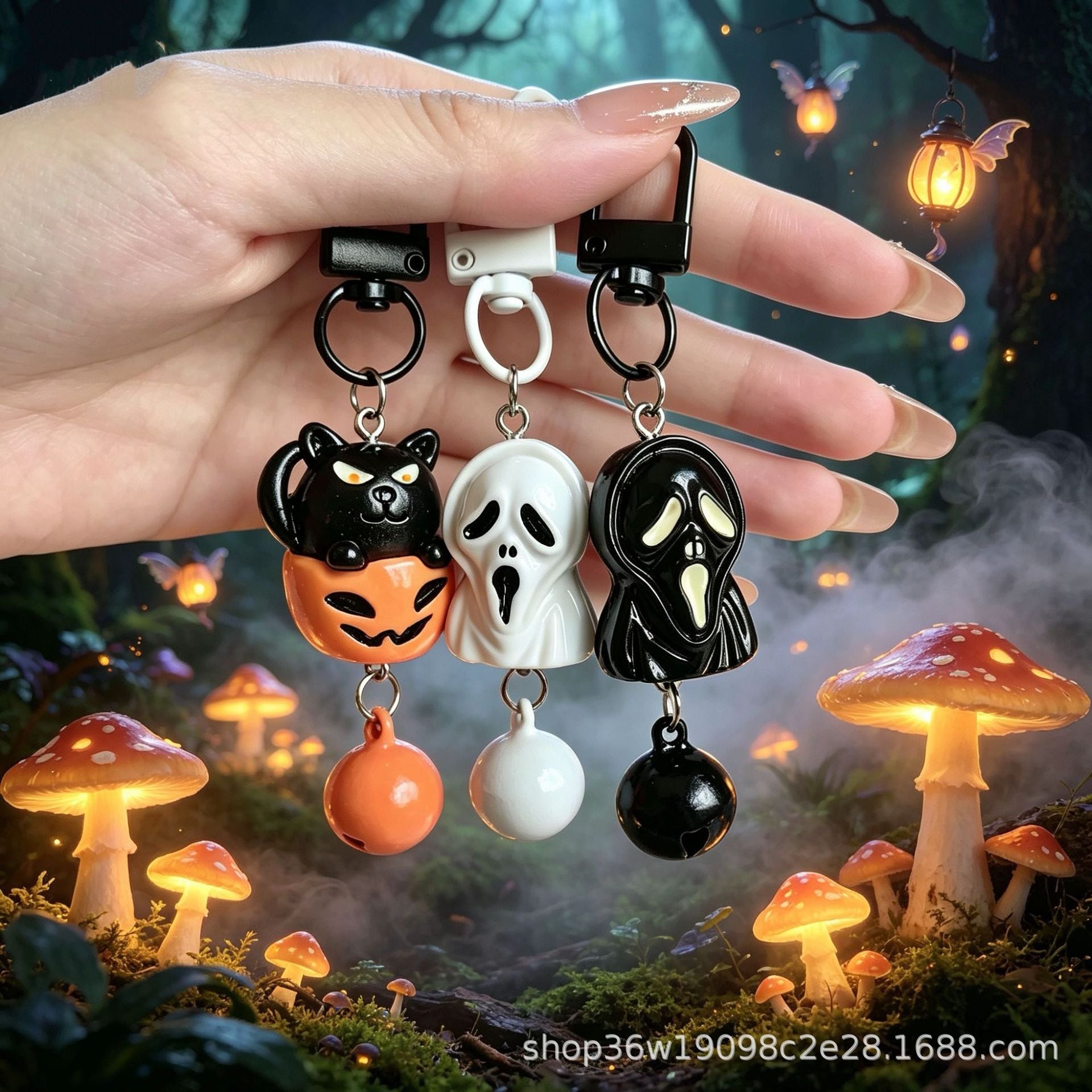 Wholesale  3D Skull Ghost Pumpkin Keychain Bag Charm Car Key Accessory Trendy Dark Style For Resale