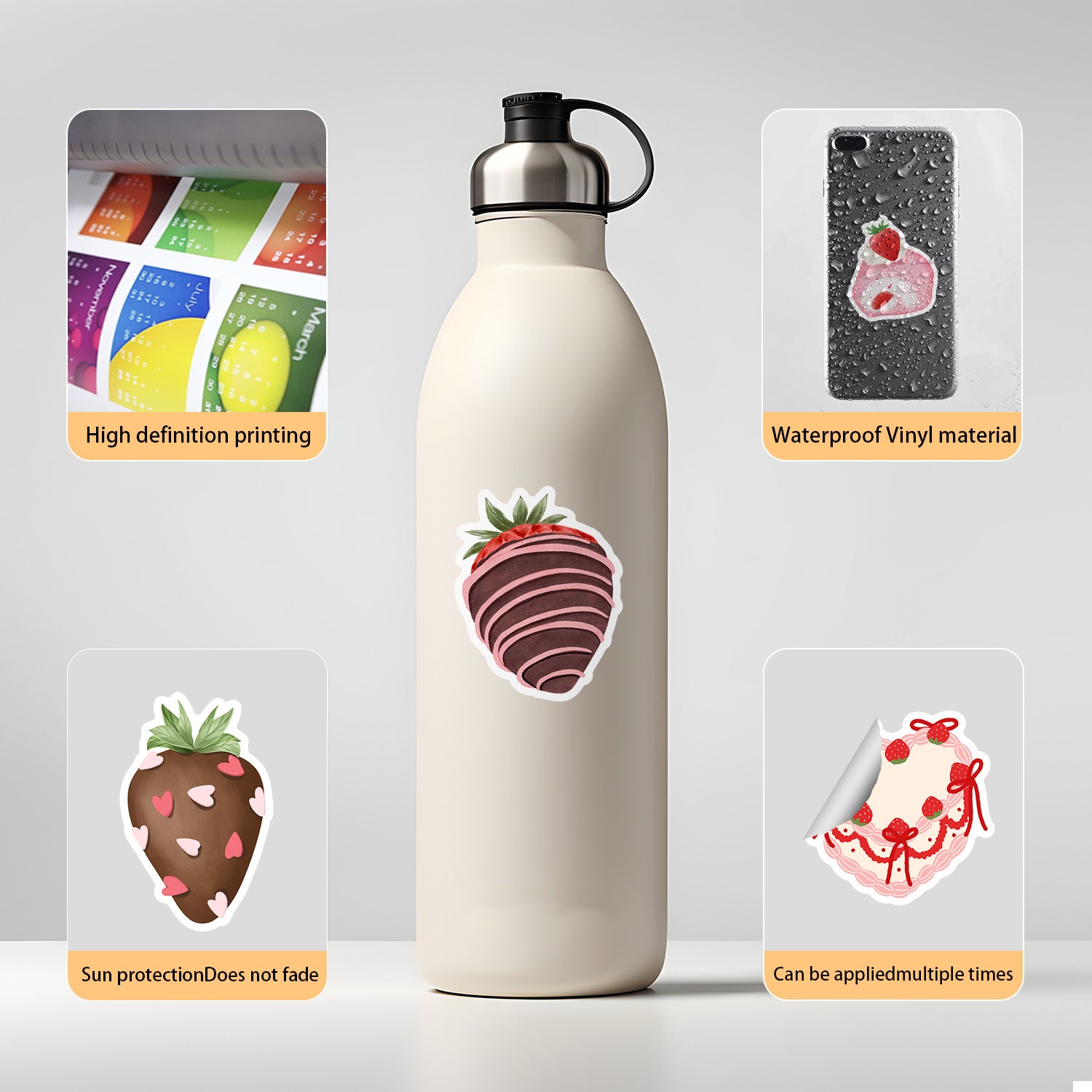 Wholesale DIY Wraps For Craft Cartoon strawberry doodle sticker