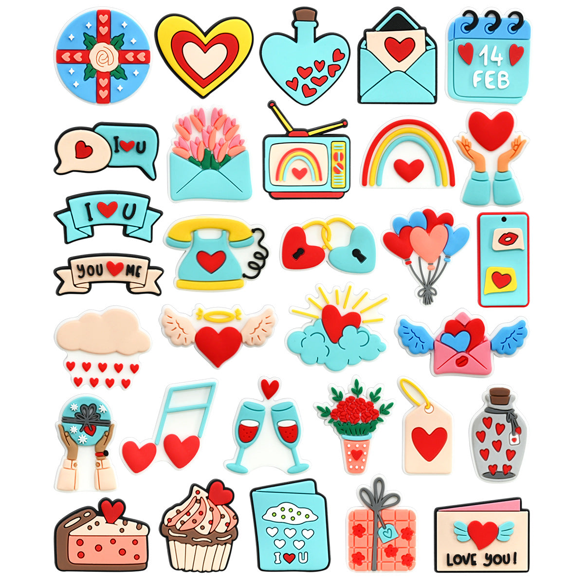 Wholesale Random 100pcs Valentine' s Day Series Blue Cartoon Croc Charms