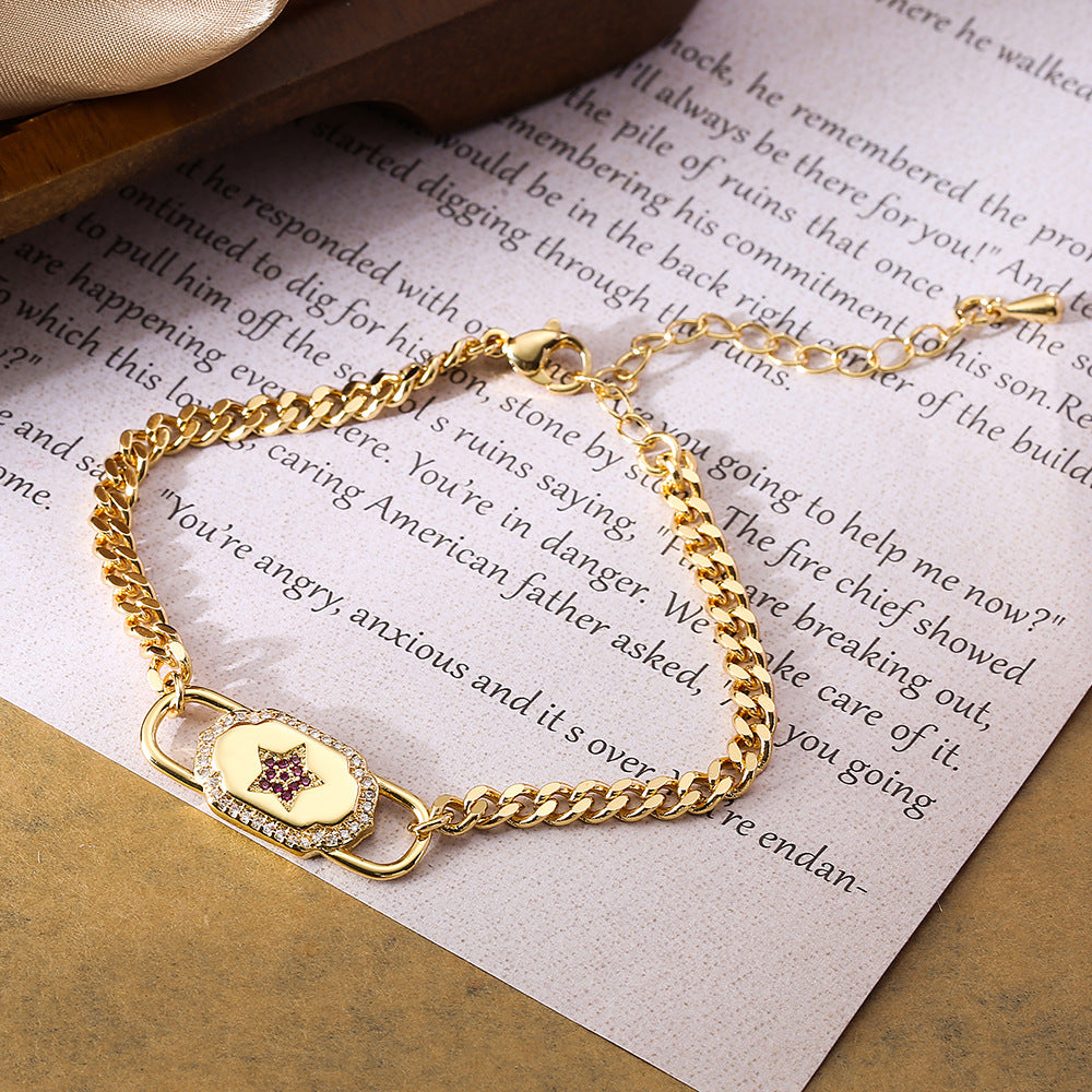 Wholesale Zircon Heart Copper Bracelet