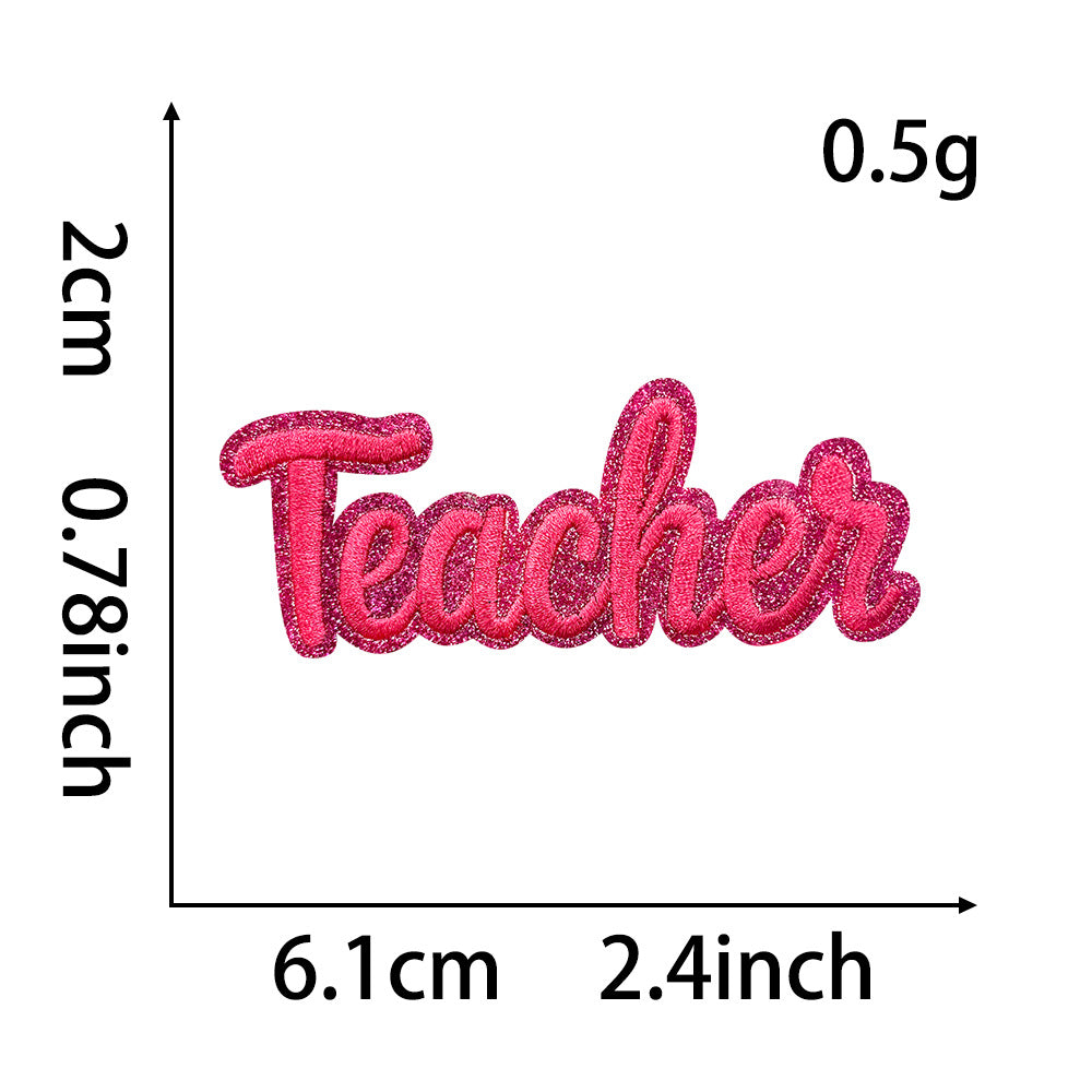 Wholesale Stylish Teacher S Day Embroidered Patch Set With Pencil Bow Designs Polyester Iron On Applique For et DIY Accessory