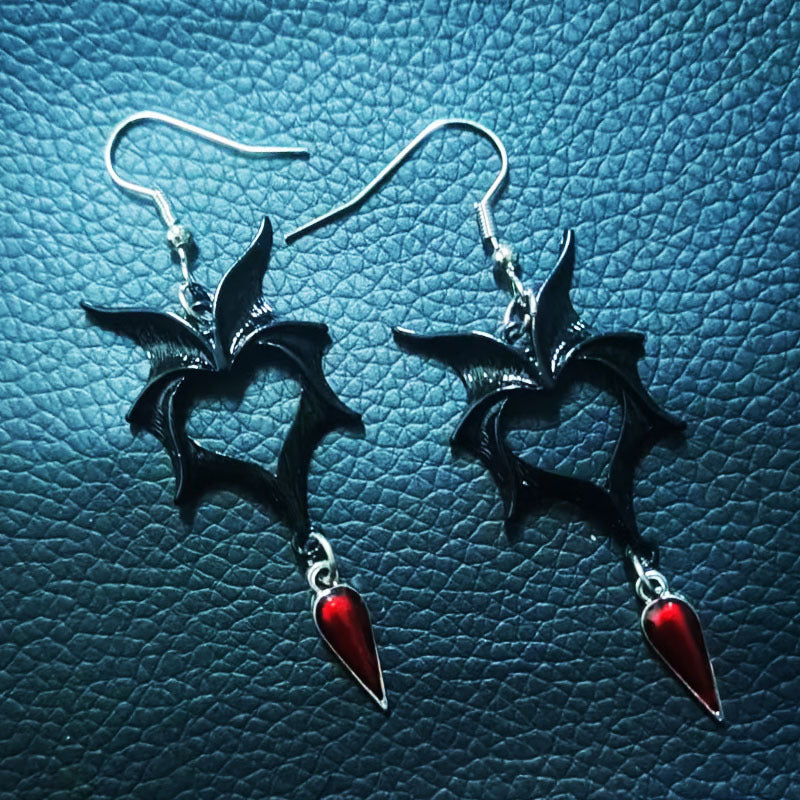 Wholesale Halloween Vintage Oil Dripping Wings Earrings