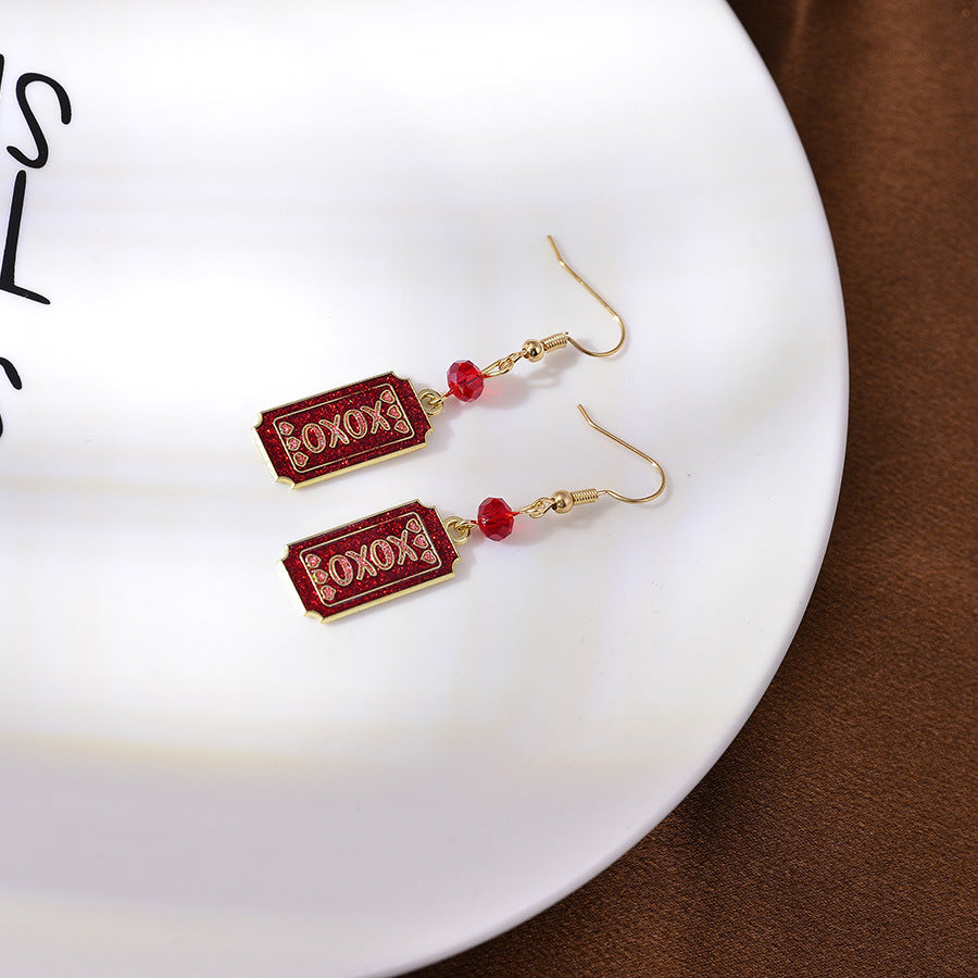 Wholesale Letter xoxo Pink Valentine' s Day Love Envelope Wings Earrings