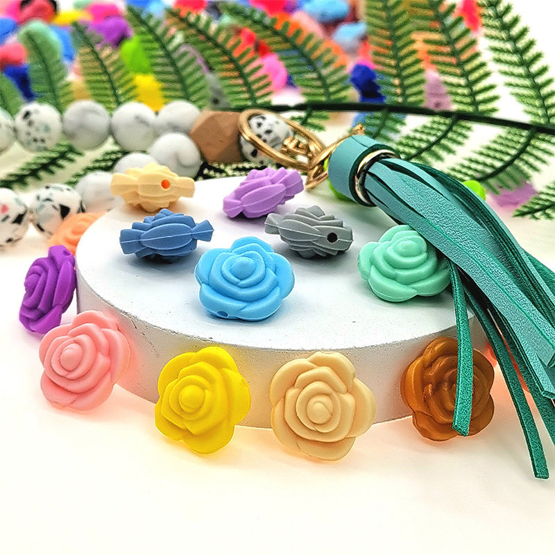 Cuentas de rosas de silicona de 50 piezas al por mayor