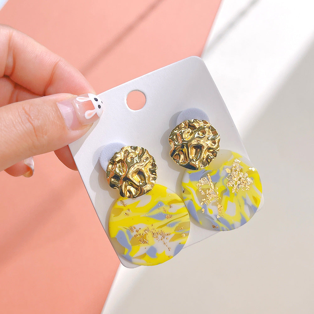 Wholesale Starry Sky sy Soft Ceramic Geometric Splicing Earrings