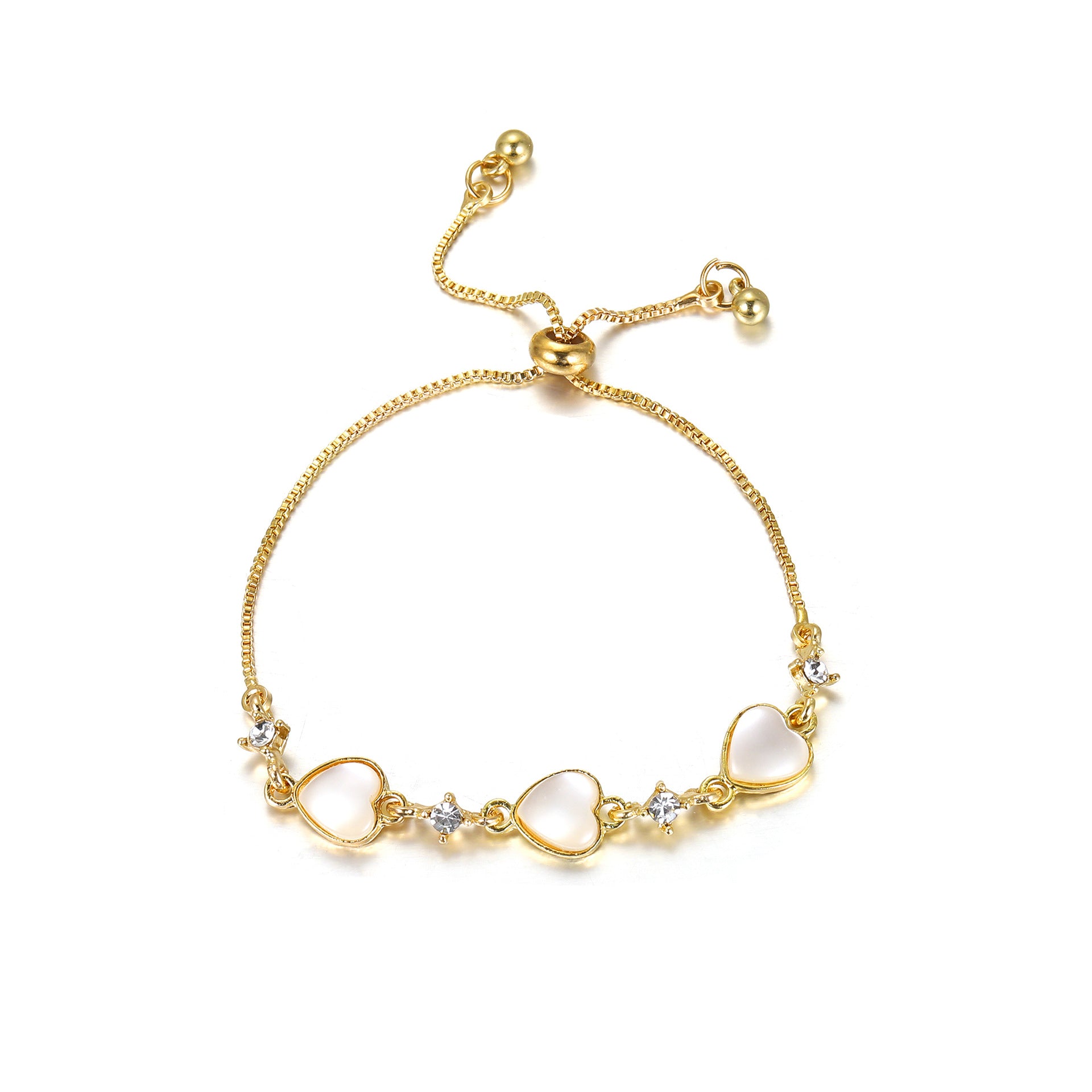 Wholesale Alloy Cat Eye Stone Heart Bracelet