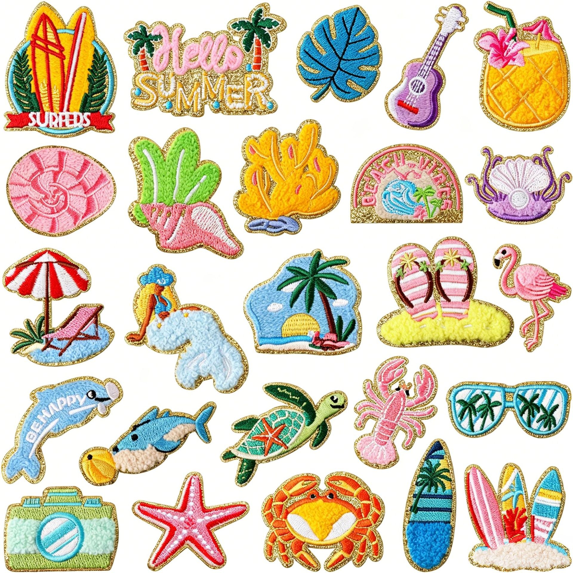 Wholesale Heat Transfer Leather Embroidery Patch With Beach Shell Design For Denim Shorts Decorative Fashion Accessory