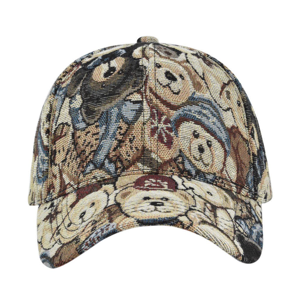 Wholesale Retro Cartoon Bear and Puppy Pattern Baseball Cap