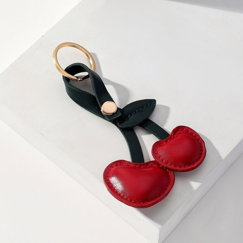 Wholesale New Leather Cherry Keychain Pendant