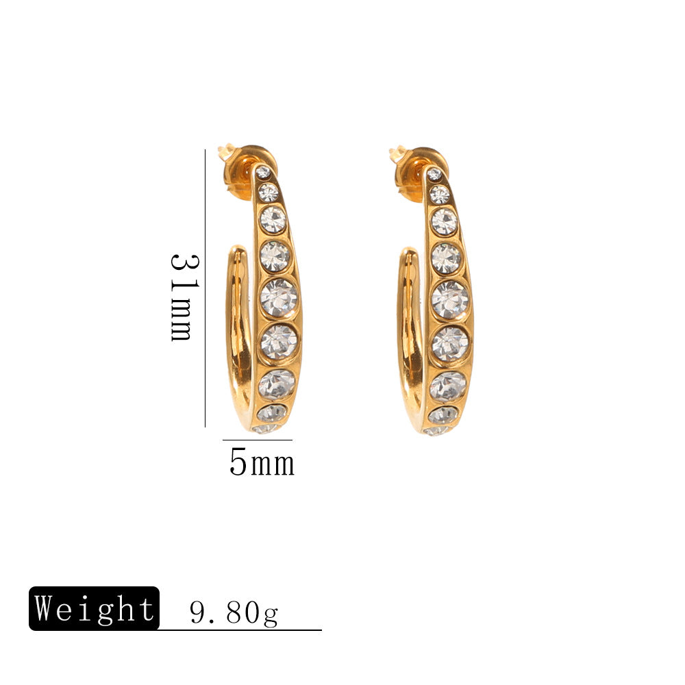 Wholesale Titanium Alloy Gold-Colored Earrings Luxury Style