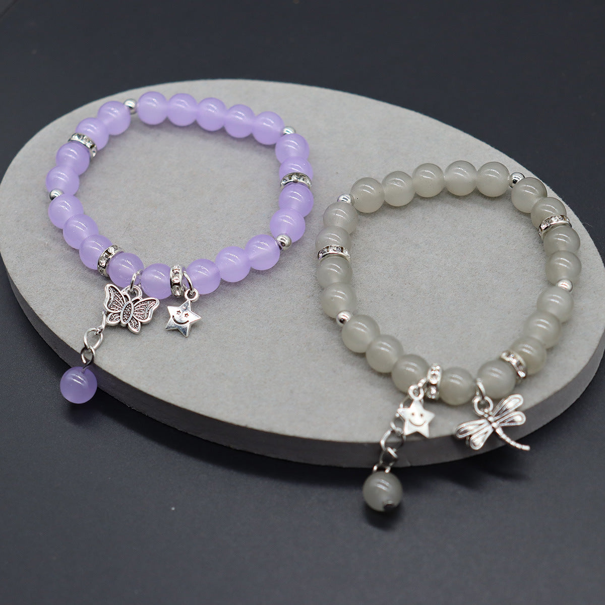 Wholesale Natural Stone Moon Sun Love Heart Magnetic Beaded Bracelet