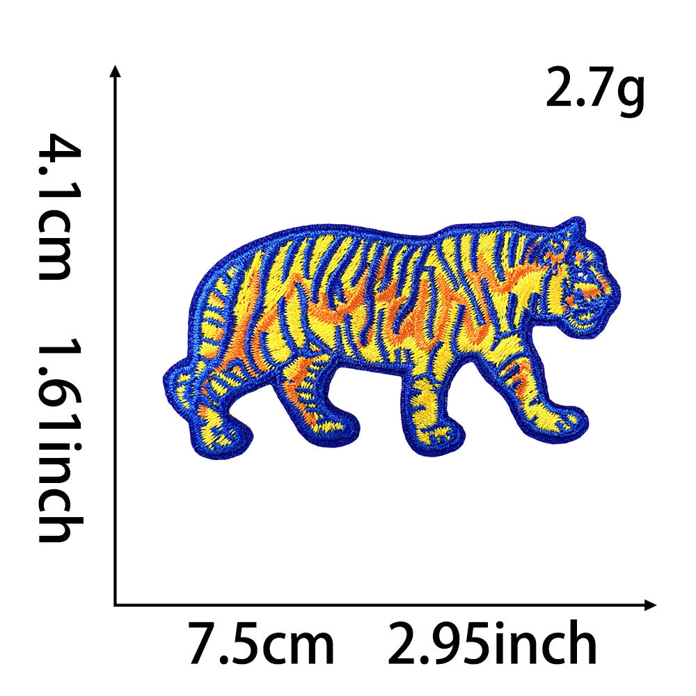 Wholesale Colorful Neon Tiger Embroidery Patch Five Tone Design Hot Melt Adhesive Backing Coat Decoration Chic Gift
