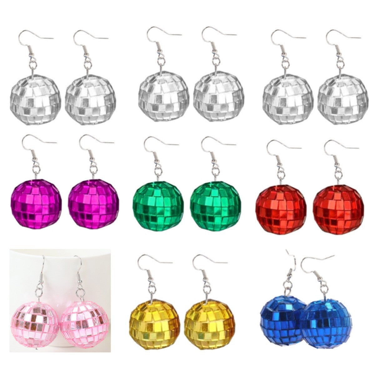 Wholesale Disco Laser Lamp Ball Glass Earrings