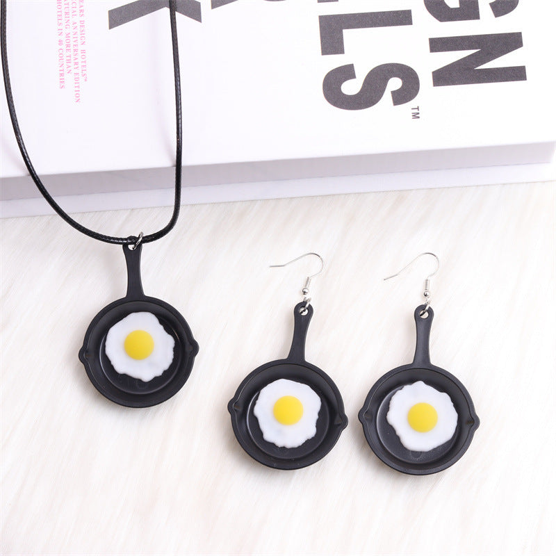 Wholesale Flat Bottomed Pot, Poached Eggs, Acrylic Earrings