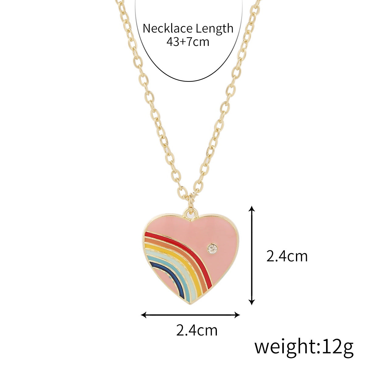 Wholesale Niche Design Alloy Love Rainbow Necklace