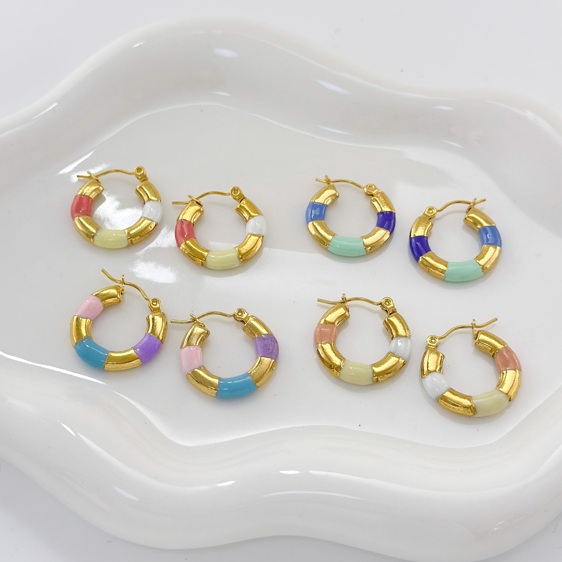 Wholesale titanium steel color earrings niche  dopamine earrings