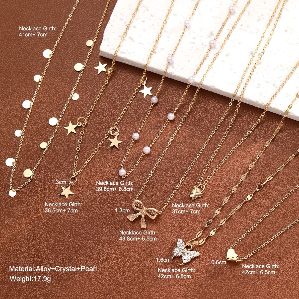 Wholesale Bow Heart Pearl Necklace 7-Piece Set
