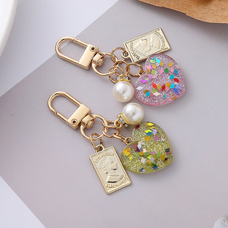 Wholesale Pearl Love Broken Color Keychain