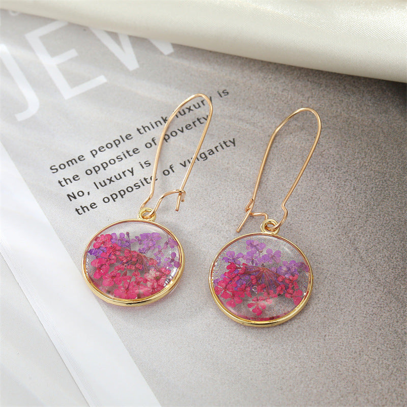 Wholesale Bohemian Colored Dried Flower Earrings