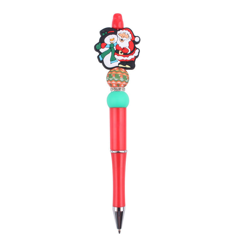 Wholesale Beaded Pens Creative Christmas Series Silicone Beads Colorful Plastic Ballpoint Pens