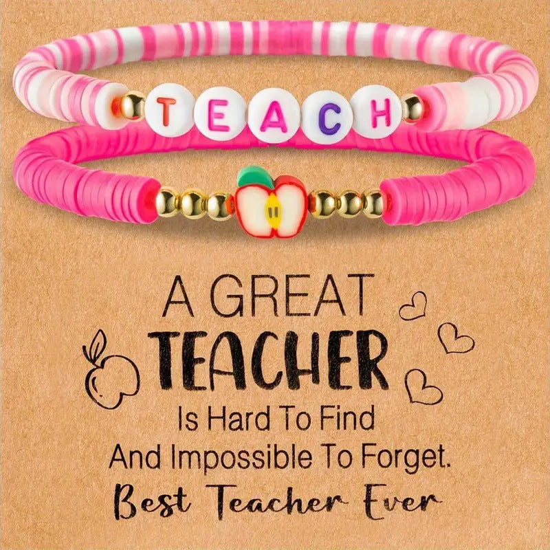 Wholesale  Teachers'  Holiday   Apple Letters Colorful Soft y Bracelet
