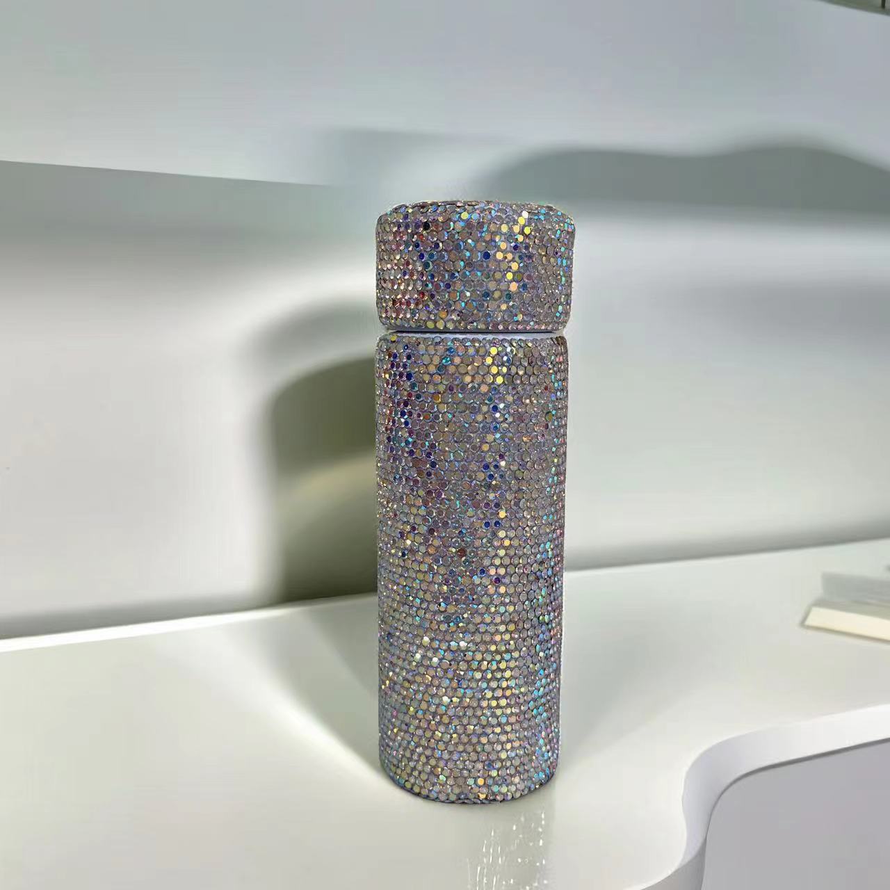 Wholesale 304 stainless steel mini diamond straight cup pocket thermos cup portable and compact