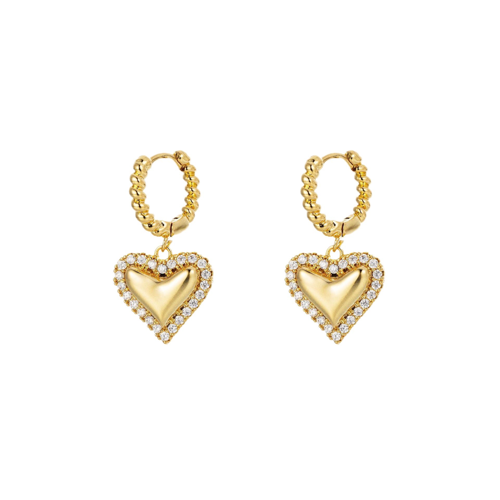 Wholesale Valentine's Day gift copper plated gold inlaid zircon love earrings heart-shaped earrings jewelry