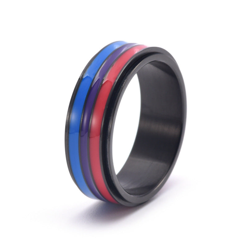 Wholesale Titanium Steel Rainbow Gay Rotatable Ring