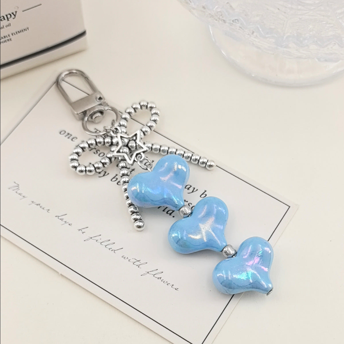 Wholesale Macaron-colored heart metal bow keychain