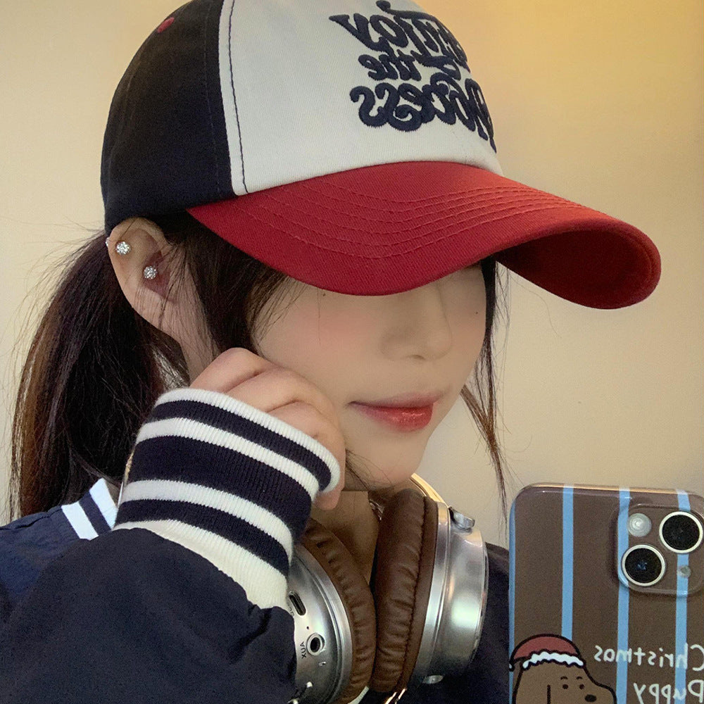 Wholesale Letter Embroidery Contrast Color Versatile Face Revealing Small Baseball Cap