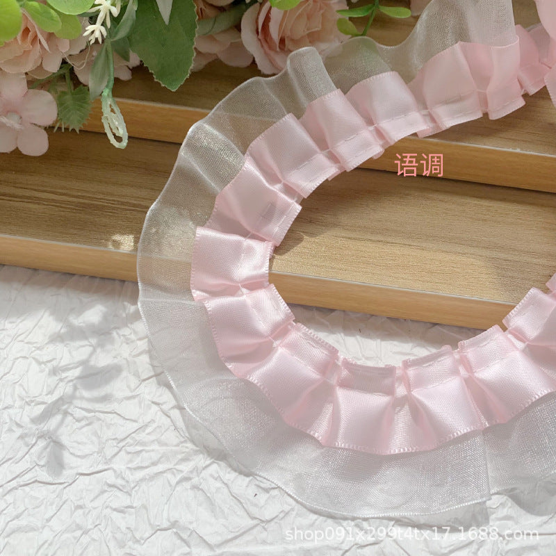 Wholesale 10pcs 4cm Polyester with Pleated Lace Trim Skirt Cuffs Handmade Diy Skirt Pannier