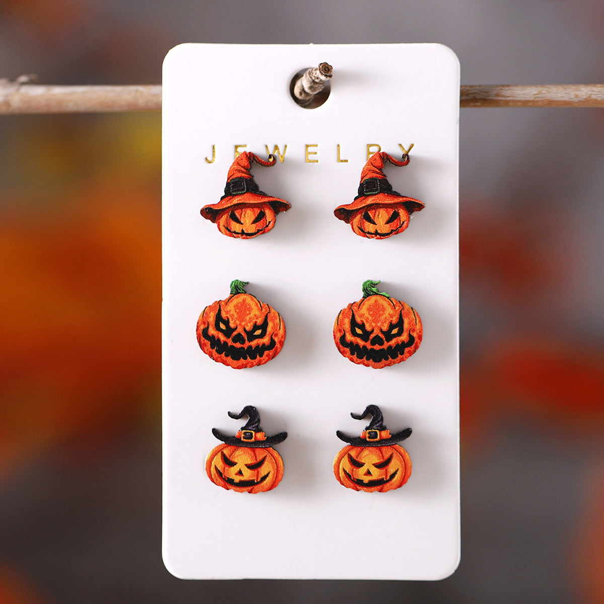 Wholesale  Pumpkin Earring Set Wooden Party Earrings