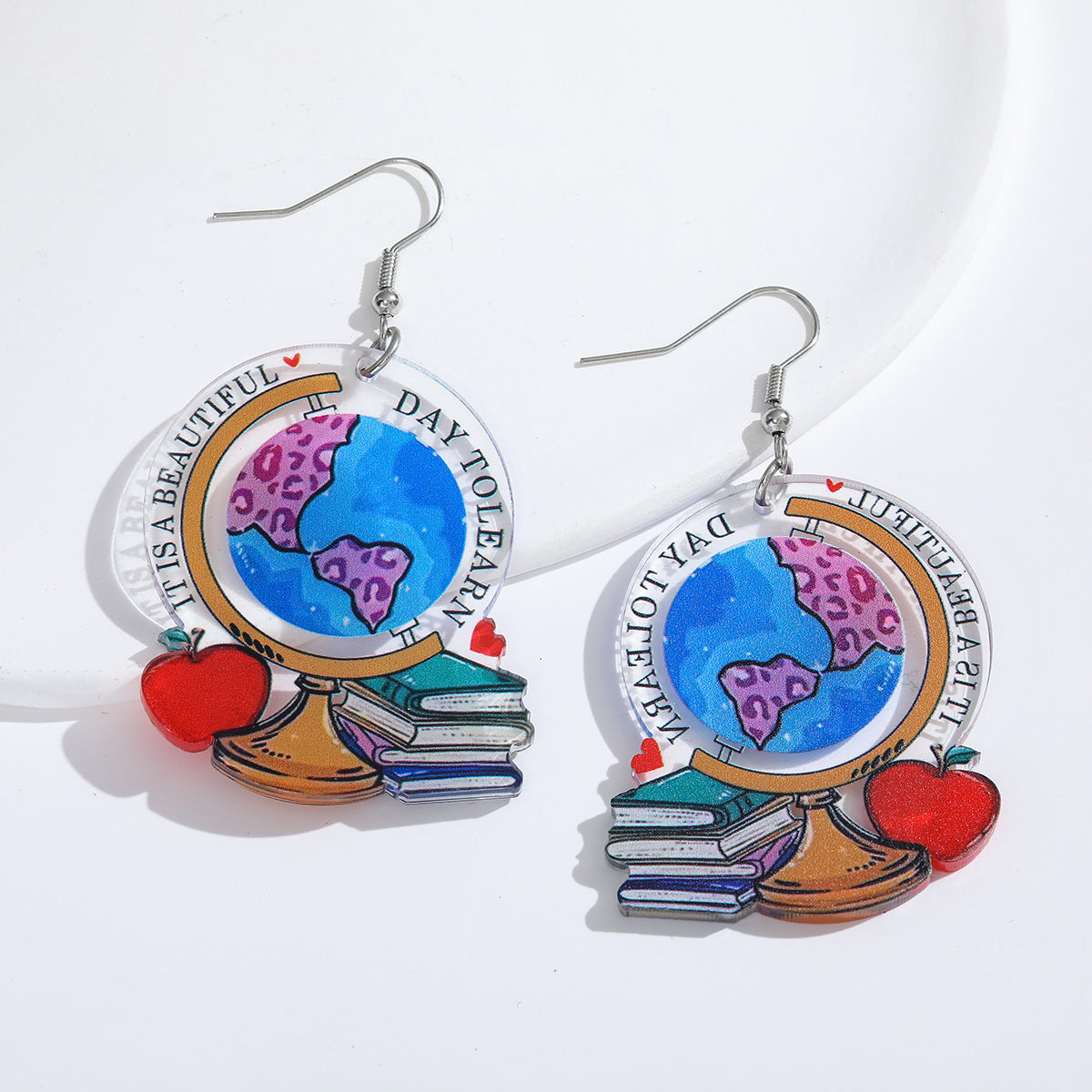 Wholesale Teacher's Day teach glitter acrylic earrings campus teacher earrings cute jewelry