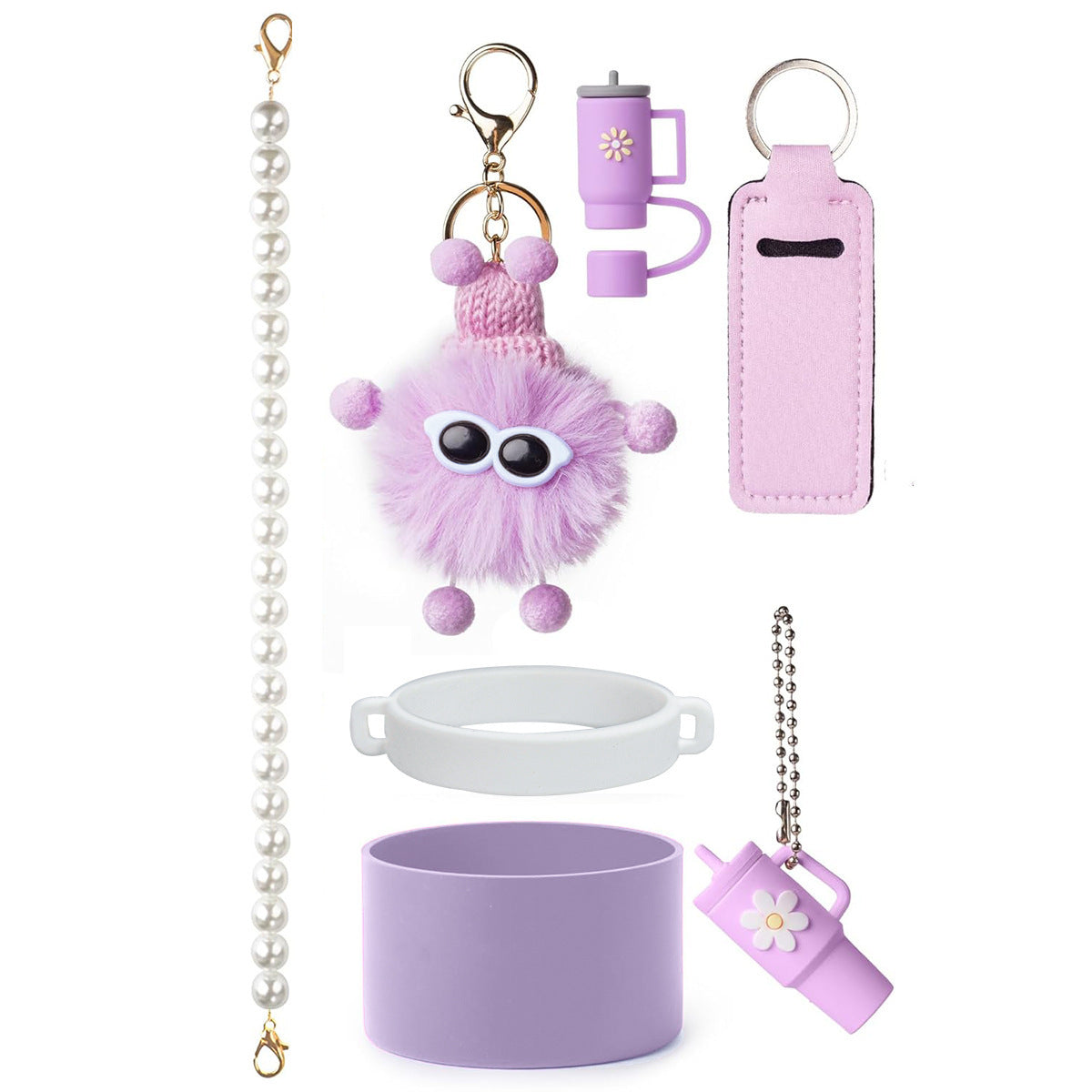 Wholesale Cup cover straw cap keychain plush elf cup accessories
