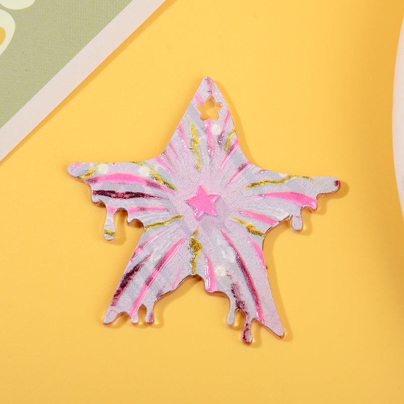 Wholesale 10pcs/ pack fireworks five-pointed star pendant diy keychain pendant