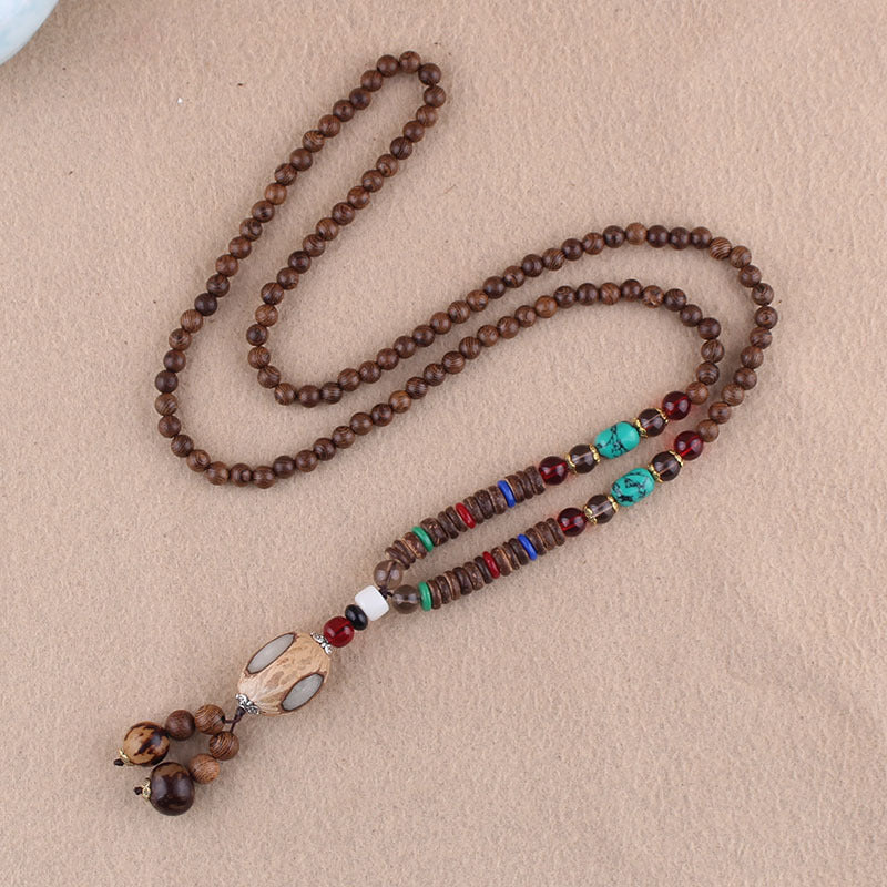 Wholesale Ethnic Style Pendant Bodhi Pendant Wooden Bead Necklace