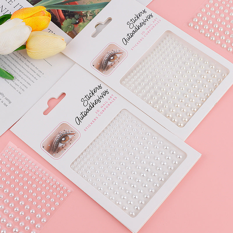 Wholesale 3456mm Milk White Pure White Pearl DIY Acrylic Crystal Diamond Beauty Eye Makeup Stickers