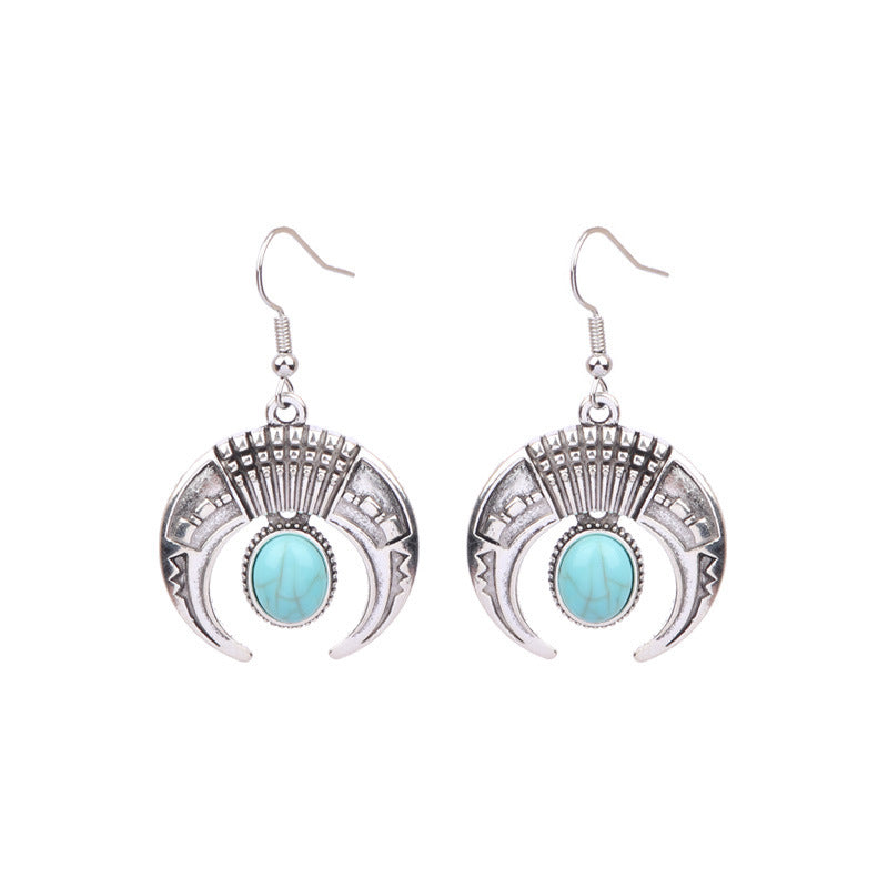 Wholesale Turquoise Bohemian Tassel Geometric Alloy Vintage Earrings