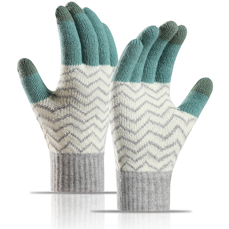Wholesale Winter Warm Wool Touch Screen Plus Velvet Thickened Finger Lift Cycling Knitted Gloves