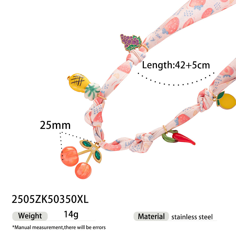 Wholesale Tina European and American Stainless Steel Pendant Necklace Sweet Cool Sexy Style Silk f Braided Colorful Necklace Clavicle Chain Necklace Jewelry
