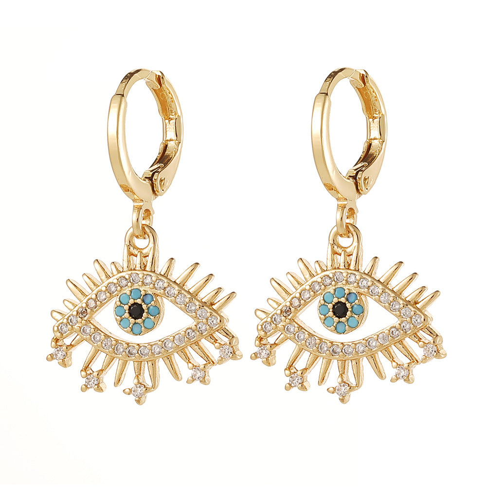 Wholesale Copper Plated Real Gold Devil Eyes Earrings
