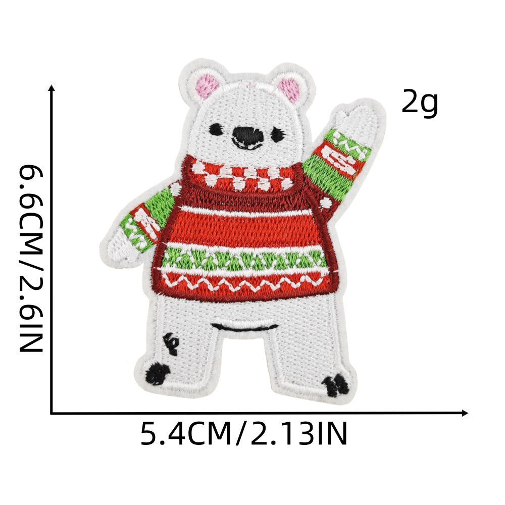 Wholesale 16Pcs Christmas Embroidered Patches Snowflake Cartoon Designs Sewing Craft Supply For Socks Decorative Gift Accessory