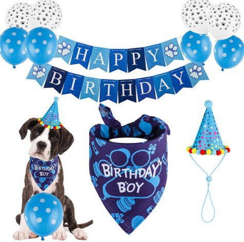 Wholesale Pet Dog Birthday Party Tulle Skirt Bone Necklace Crown Set