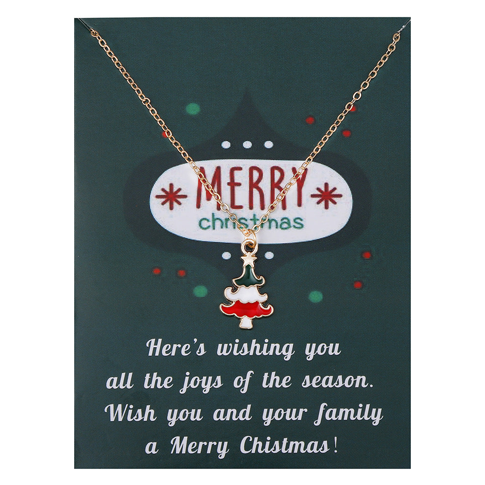 Wholesale Christmas Tree Pendant Card Necklace Clavicle Chain
