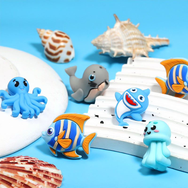 Wholesale 5pcs Marine Animal Rubber Accessories Loose Beads