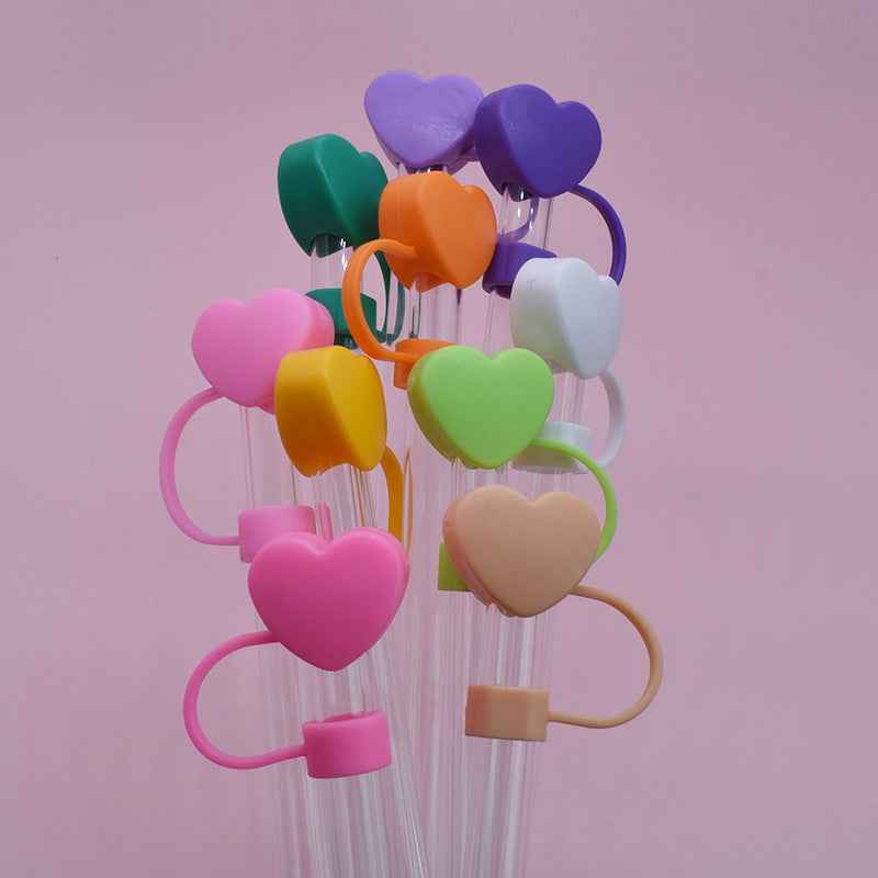 Wholesale Random 100pcs 3D color love 10MM dust plug straw accessories