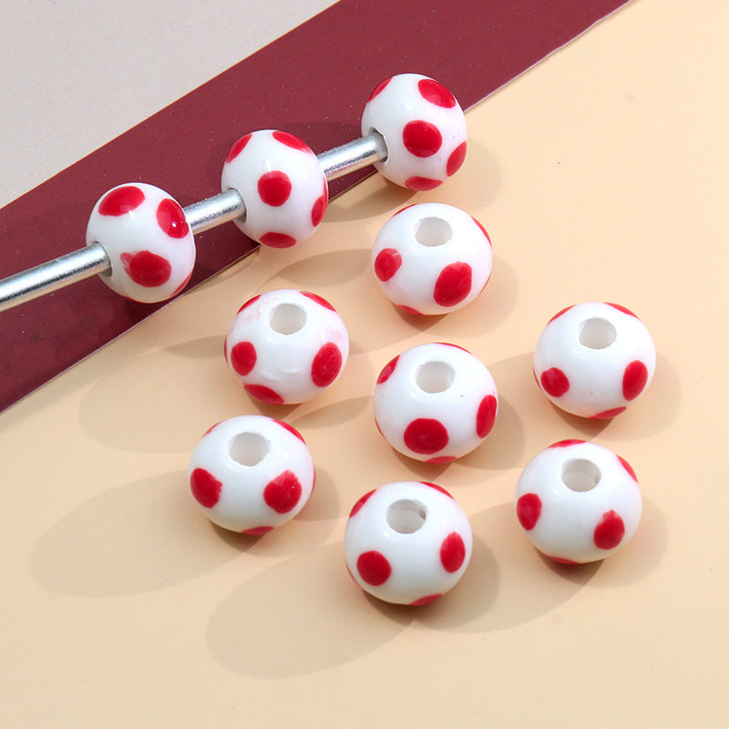 Wholesale Colorful Polka Dot Ceramic Handpainted String Beads